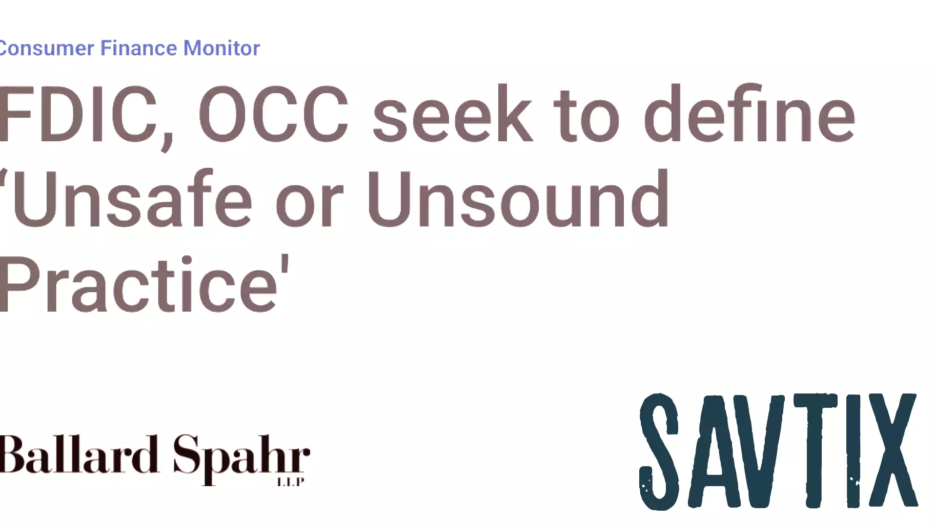 FDIC and OCC Propose Definition for 'Unsafe or Unsound Practices'